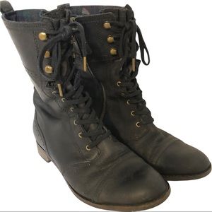 Indigo Clarks Lace Up Combat Boot Zip BLACK 8.5 M